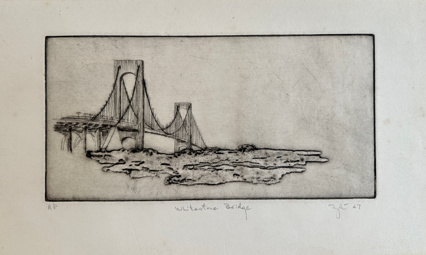 Set of 2 Zyle Etchings (AP): (1) Whitestone Bridge  (2) Verrazzano Bridge