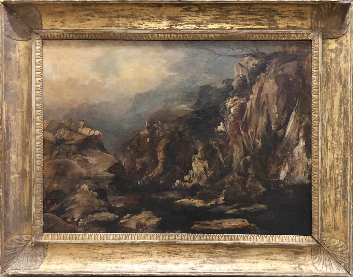 Hudson River School Oil Painting: Rocky Landscape
