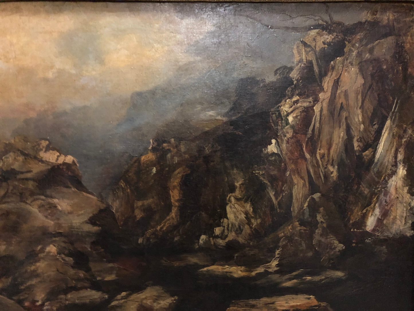 Hudson River School Oil Painting: Rocky Landscape