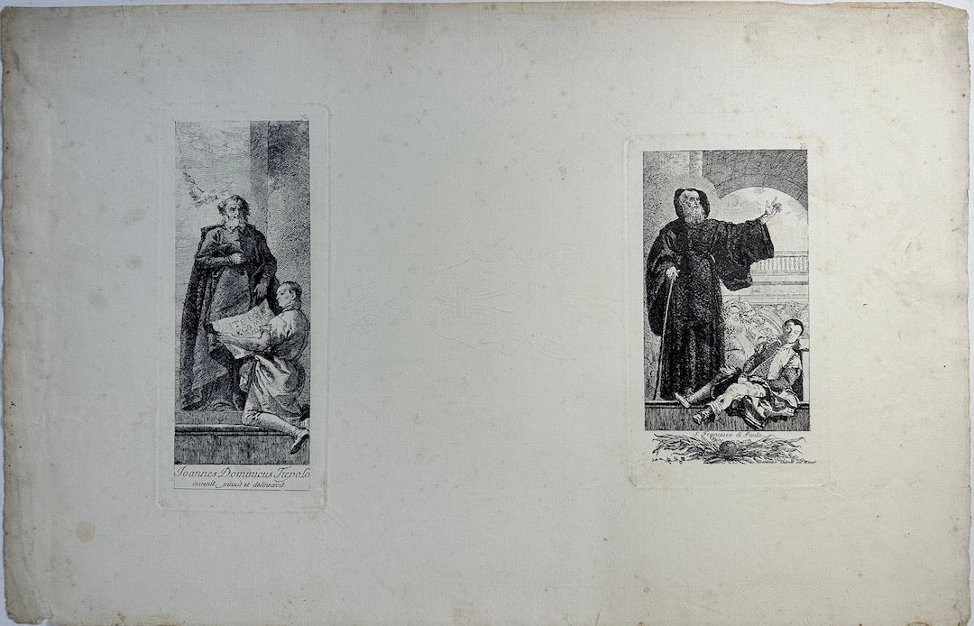 Tiepolo Giovanni Domenico Etching: "St. Geronimo Emiliani, Vesm 61; St. Francesco di Paula, Vesme 66"