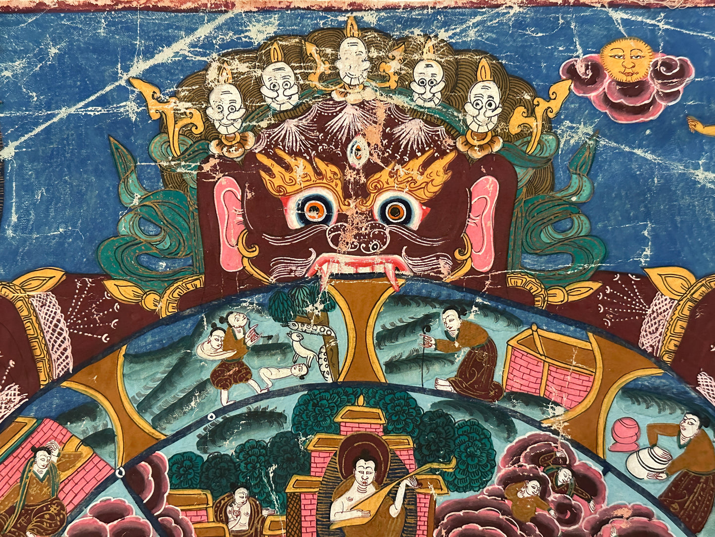 Thangka: Hand-painted Tibetan Thangka: Wheel of Life