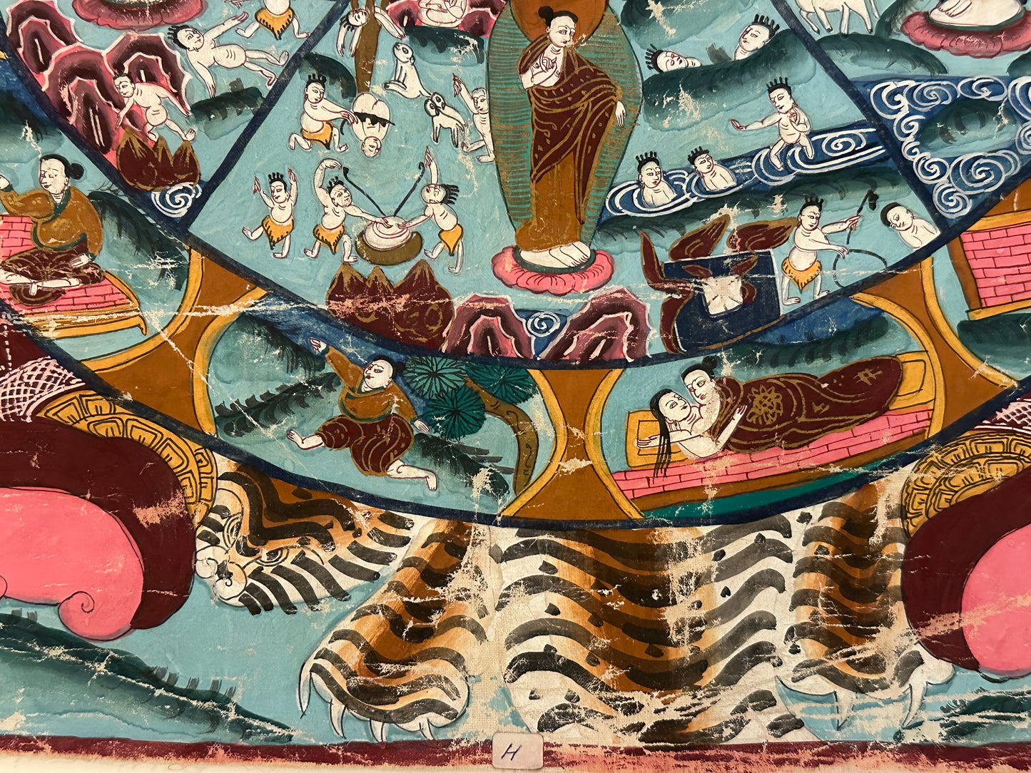 Thangka: Hand-painted Tibetan Thangka: Wheel of Life