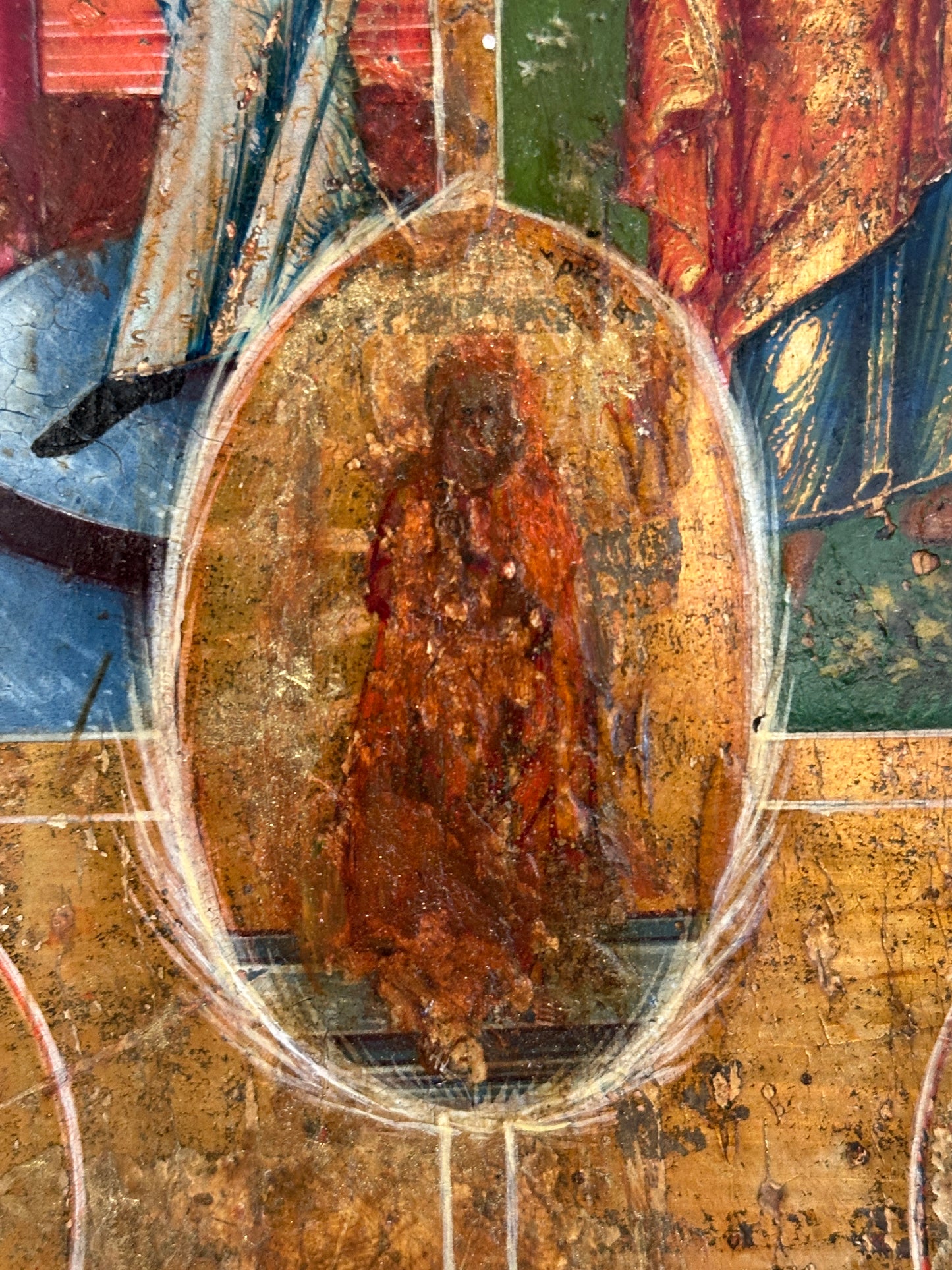 18th Century Vetka Russian Orthodox Icon: Biblical scenes and Saints