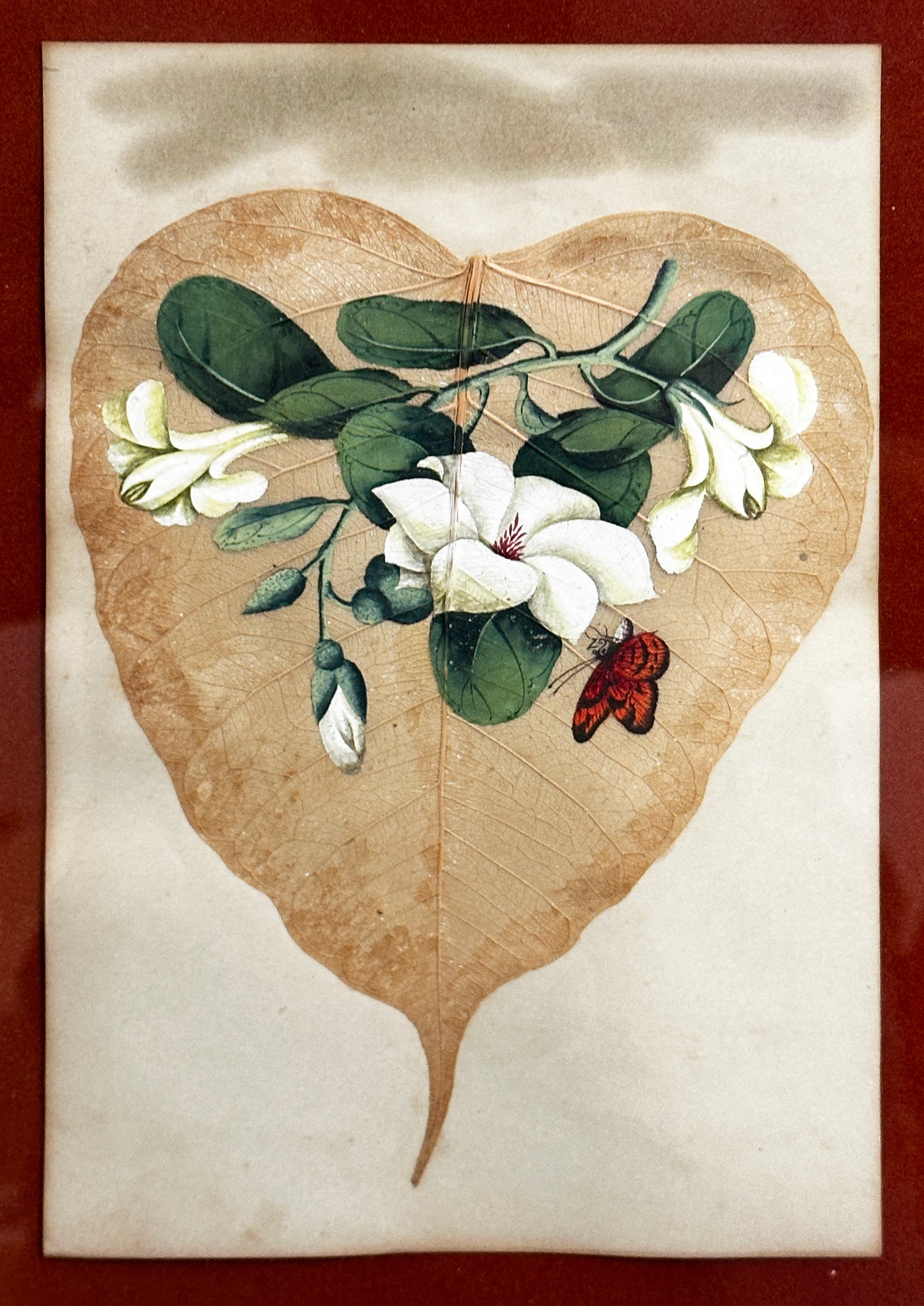 Set of 3: Unsigned 20th Century English Acrylic on Leaves