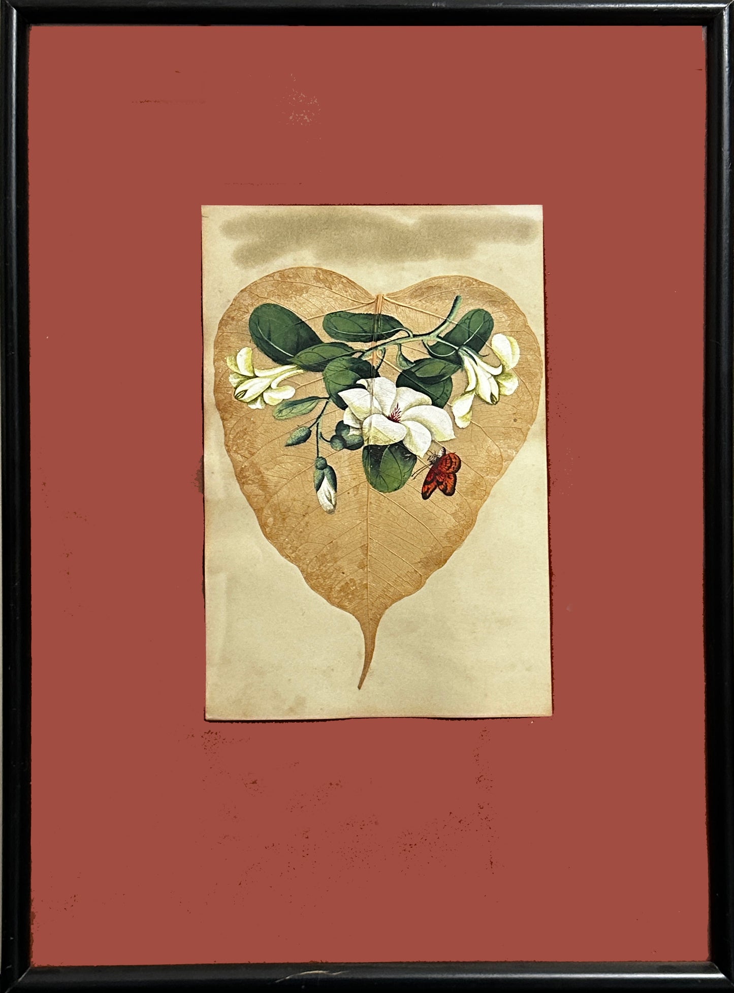 Set of 3: Unsigned 20th Century English Acrylic on Leaves