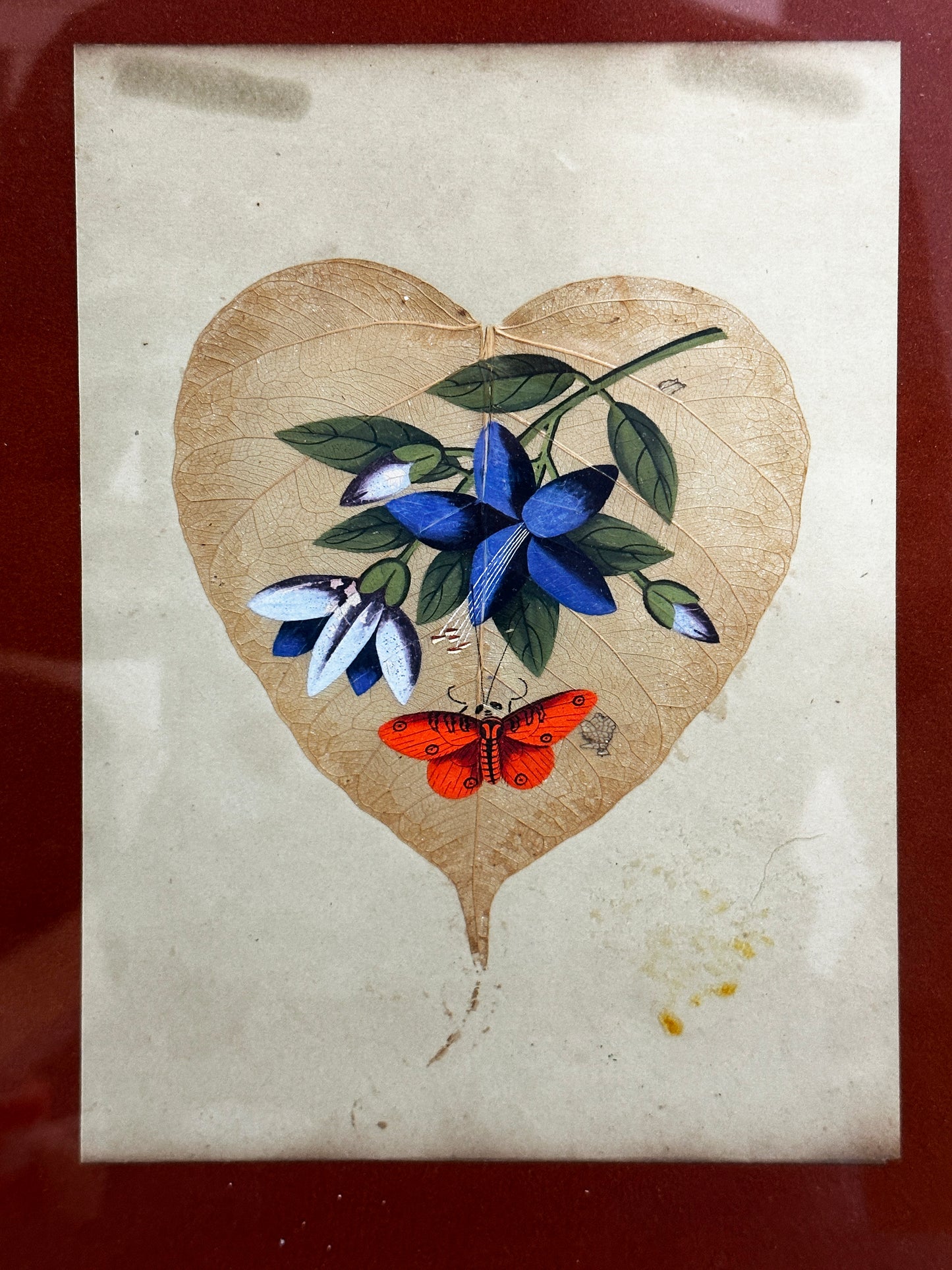 Set of 3: Unsigned 20th Century English Acrylic on Leaves