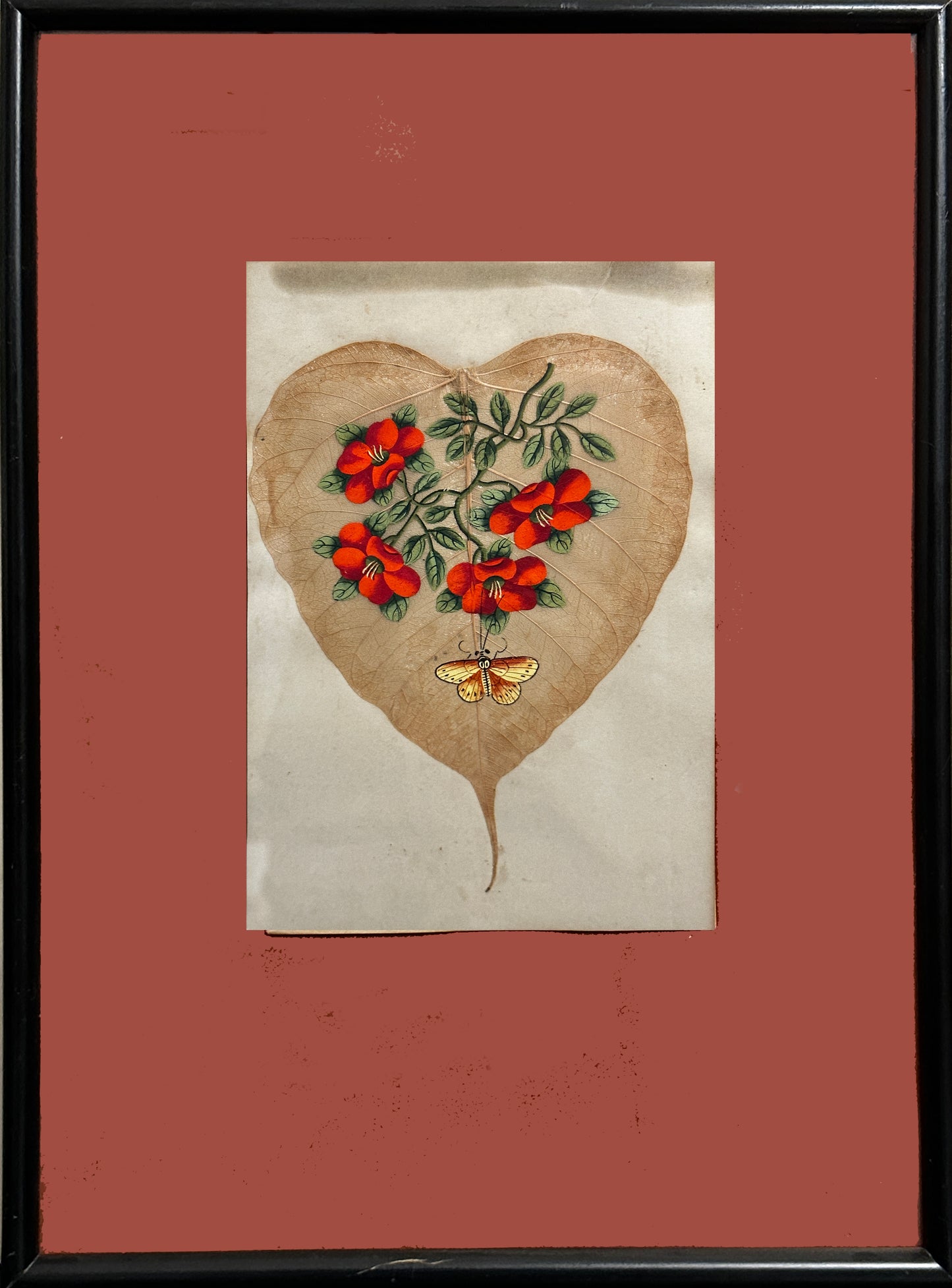 Set of 3: Unsigned 20th Century English Acrylic on Leaves