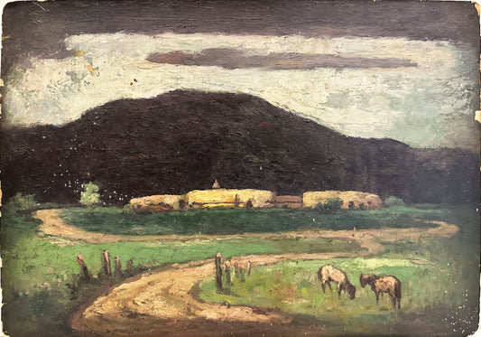 Eugene Higgins Oil Painting: Two horses in a field