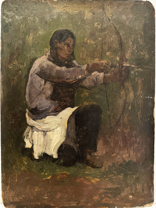 Eugene Higgins Oil Painting: A man with a bow and arrow