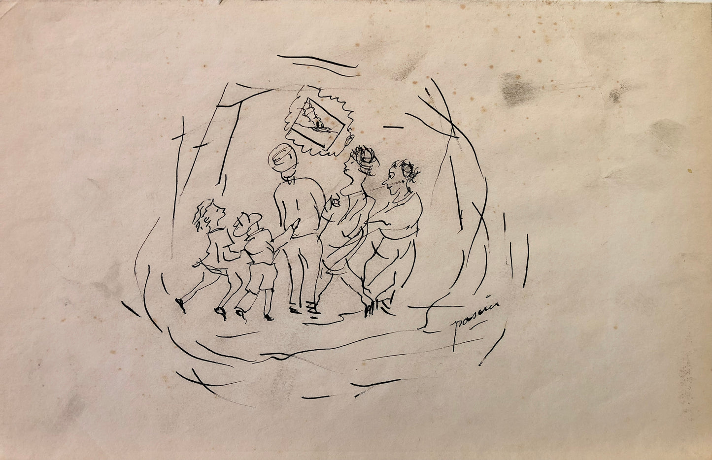 Jules Pascin Drawing: Family