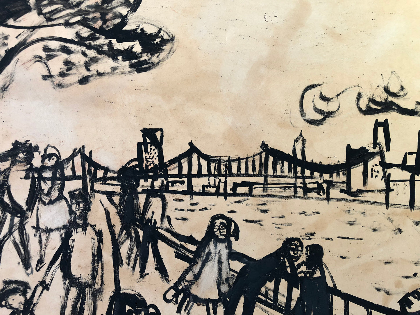 Bruno Krauskopf Drawing: "Brooklyn Bridge" 1946