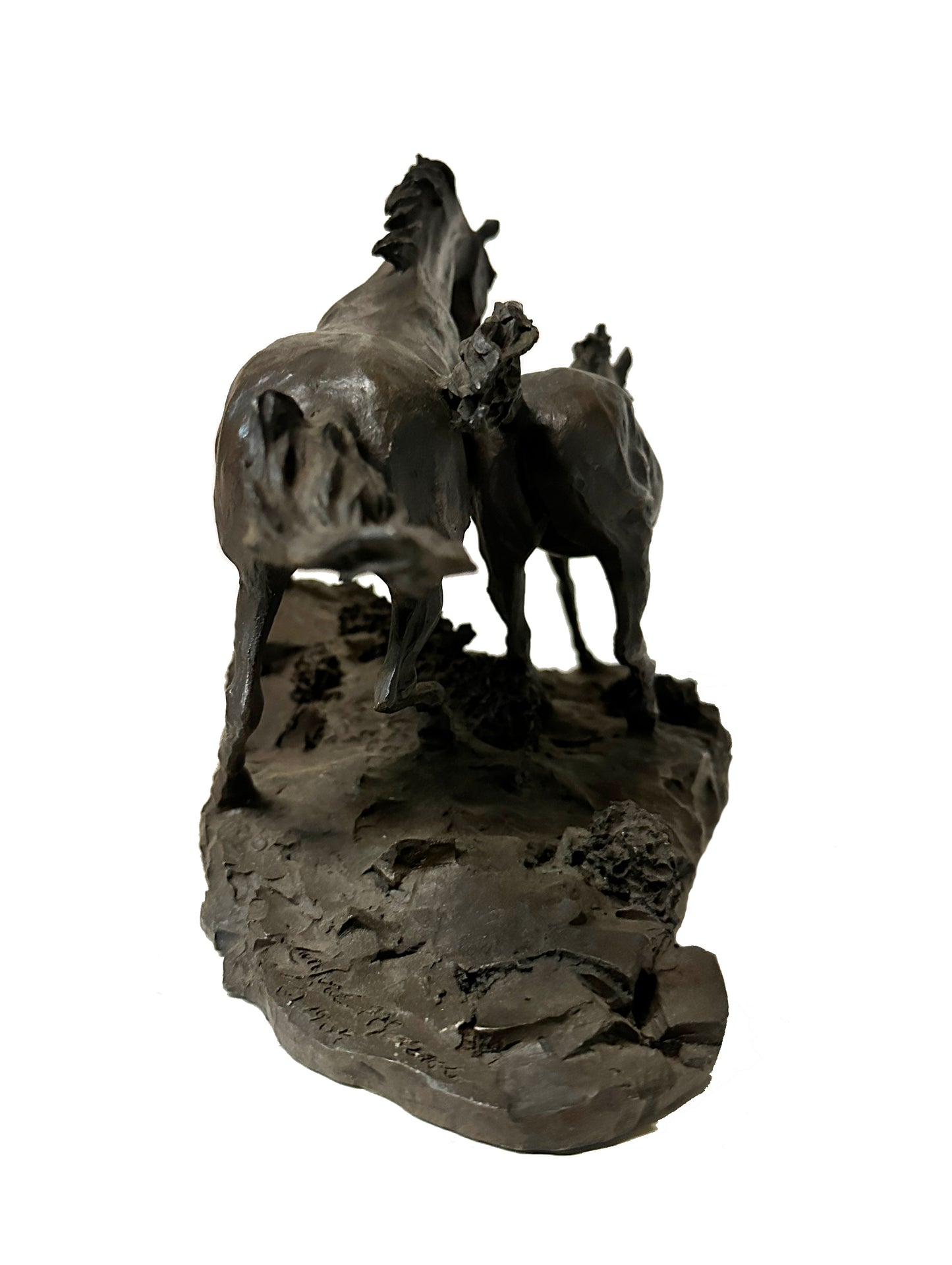 Clay Sculpture of Two Horses - "Morning on the Montana Plains" by Lanford Monroe