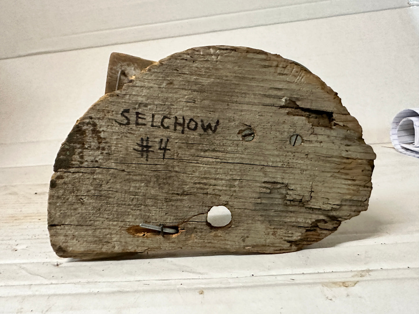Signed Roger Selchow Wood and Metal Wire Sculpture: "Selchow # 4"