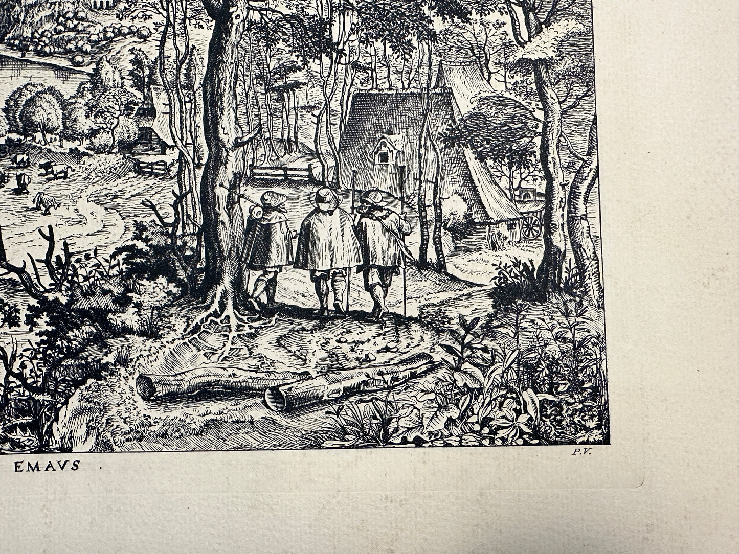 Pieter Bruegel the Elder Etching: "Landscape with Pilgrims at Emmaus" (Euntes in Emaus)