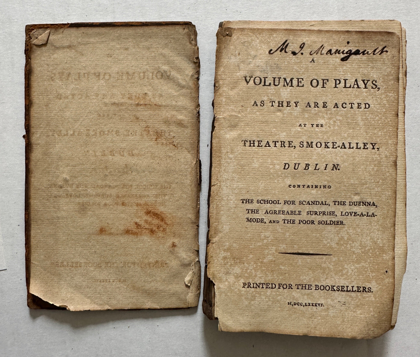 Volume of Plays, As They Are Acted at the Theatre, Smoke-Alley, Dublin