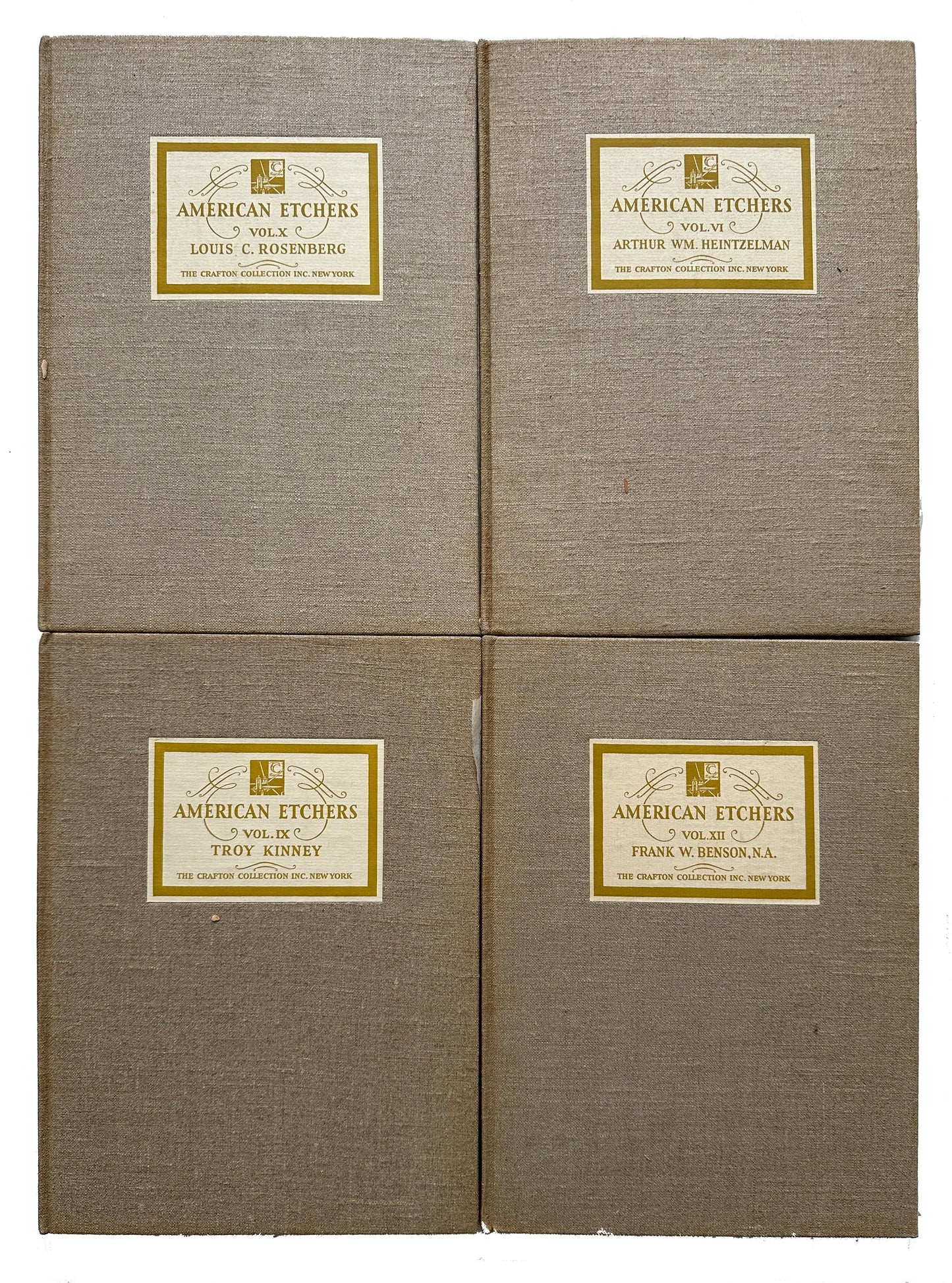 Set of 4 American Etchers: Louis C. Rosenberg, Arthur WM Heintzelman, Troy Kinney, Frank W. Benson