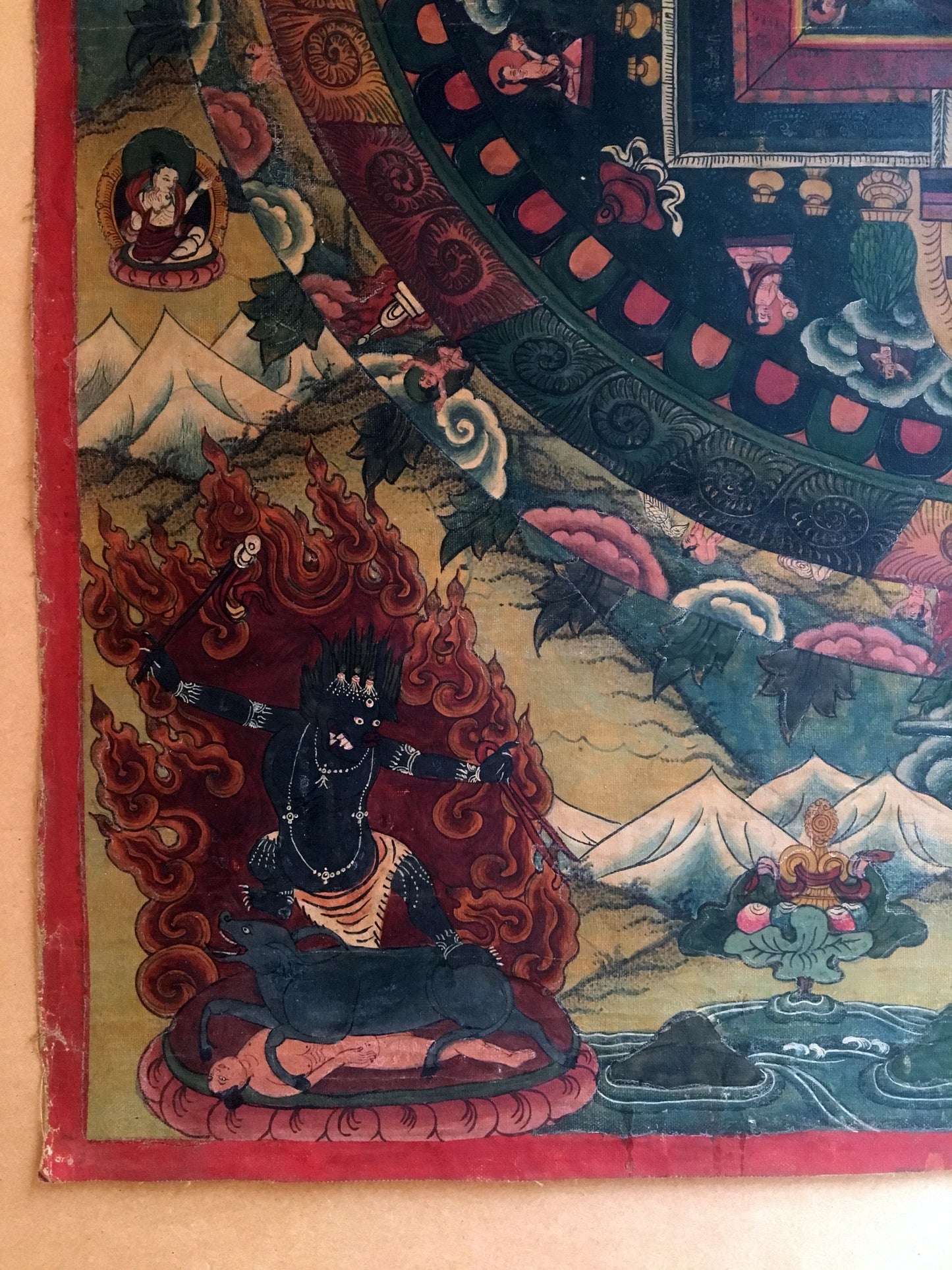 Thangka: Early 20th century Mandala Thangka with Wrathful Deities