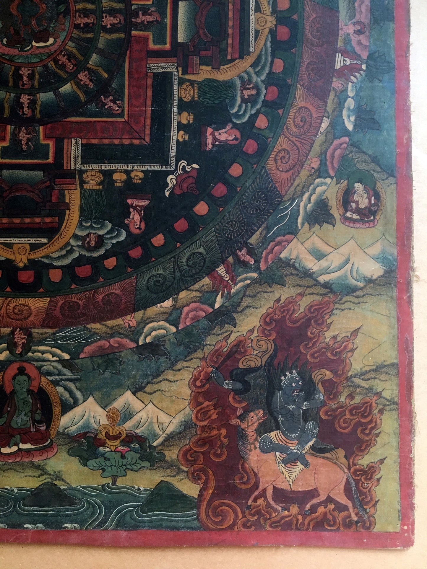 Thangka: Early 20th century Mandala Thangka with Wrathful Deities