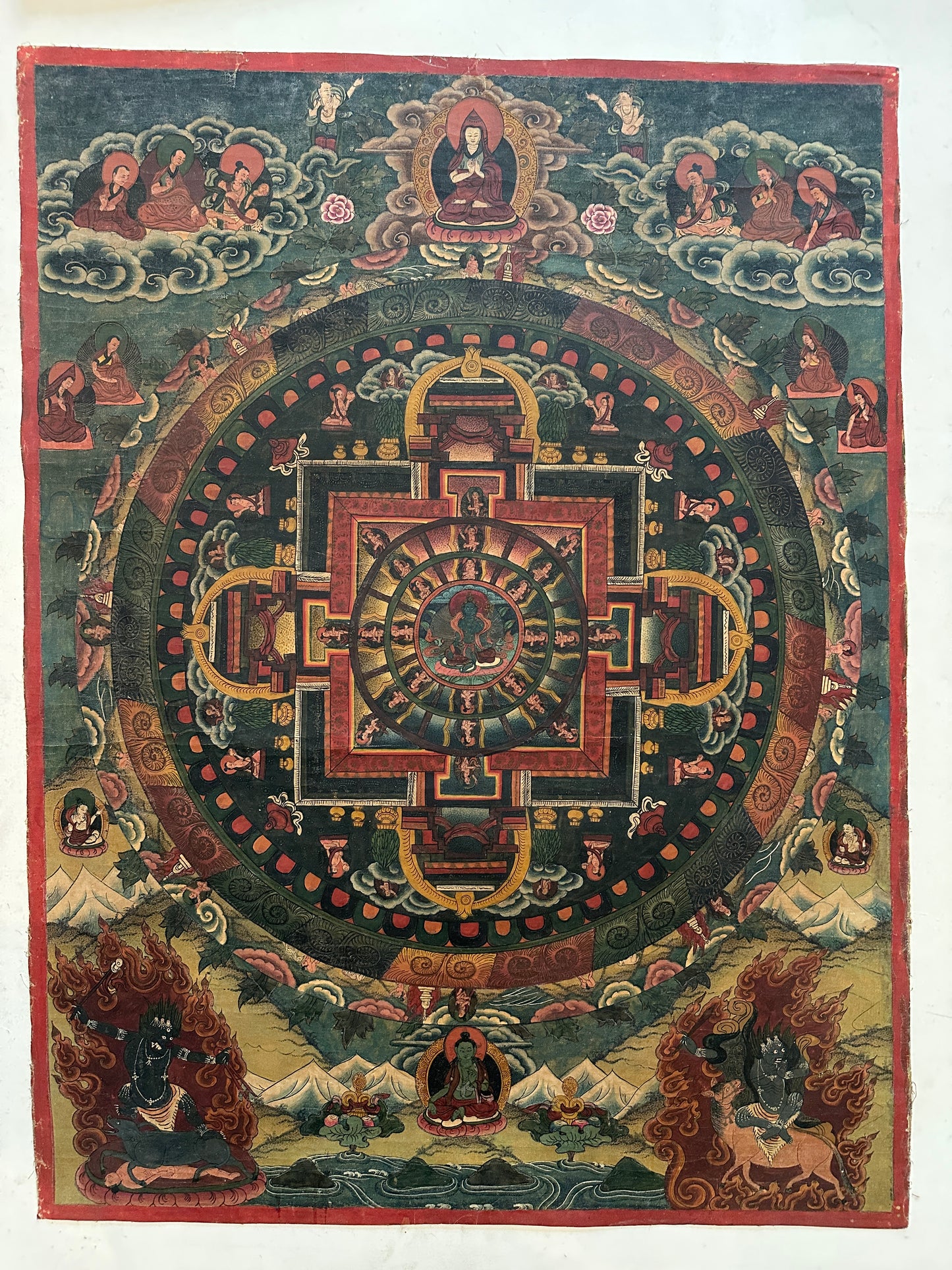 Thangka: Early 20th century Mandala Thangka with Wrathful Deities