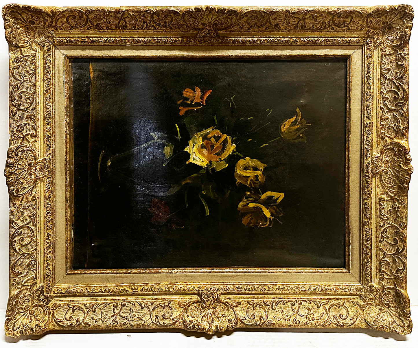 Andre Derain Oil on Canvas: Roses in black background