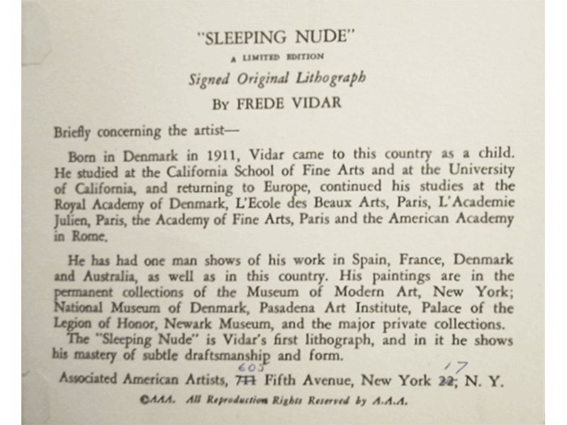 "Sleeping Nude" by Frede Vidar
