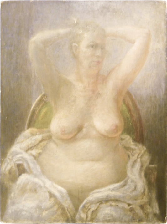 Paul Cadmus Oil Painting: Seated Nude with Arms Raised