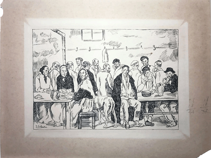 "Peasants eating" by José Solana