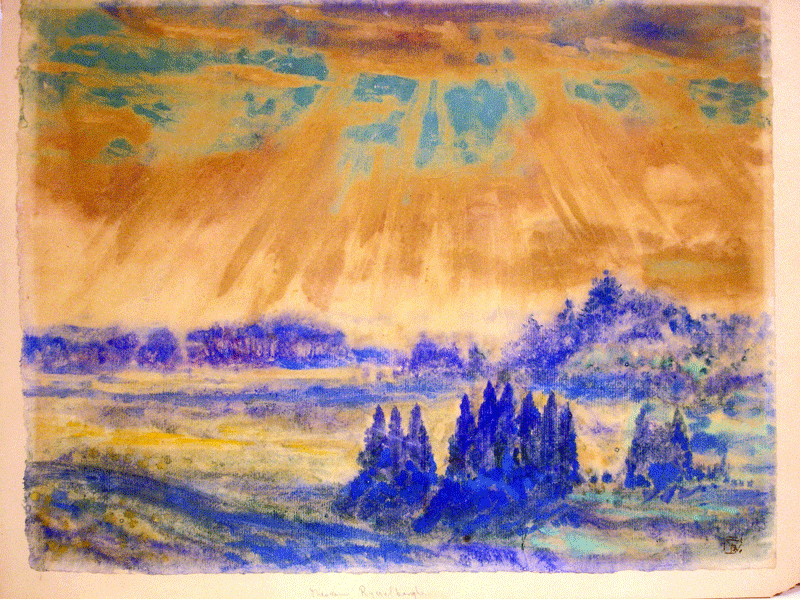 "Sunburst over a Summer Landscape" by Théo van Rysselberghe
