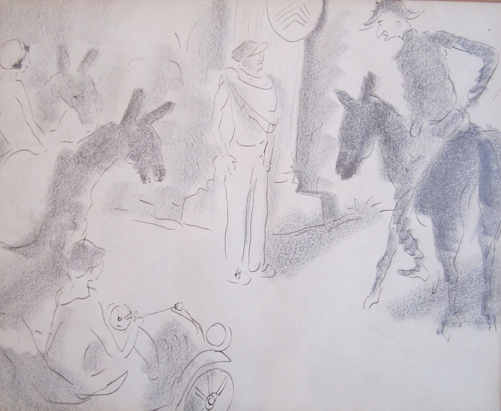 Marcel Vertes Drawing: "l'apparition de taxis"