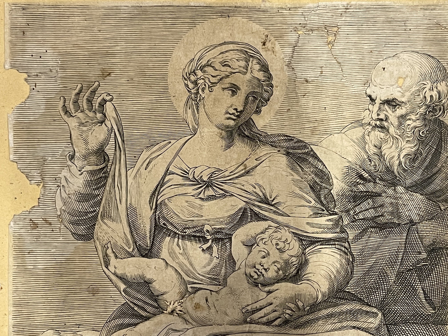Annibale Carracci Engraving: Saint Mary and Saint Joseph with the Christ
