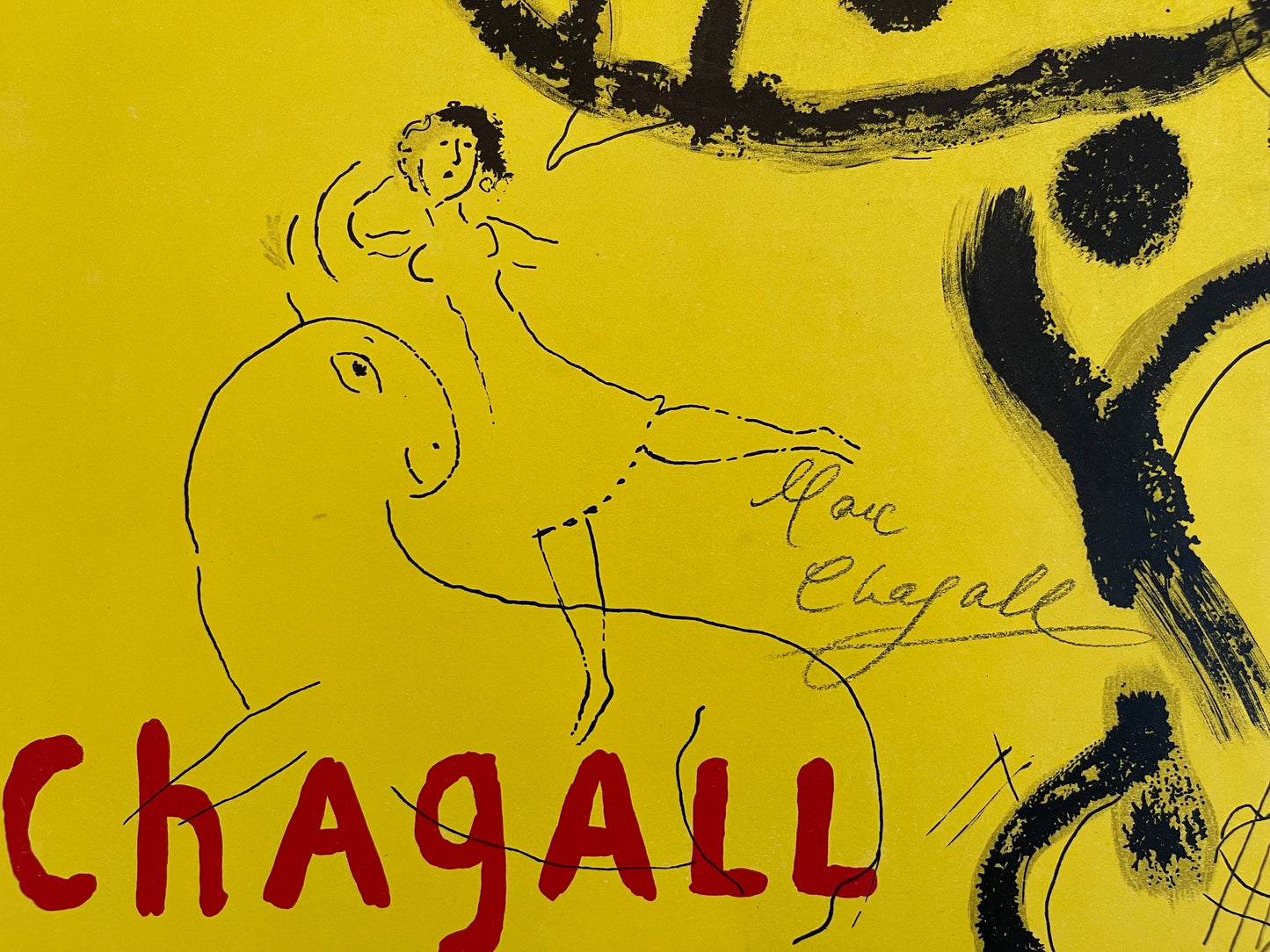 Marc Chagall Signed Poster: "The Clown Musician" Gallerie Maeght Circus Theme, 1957