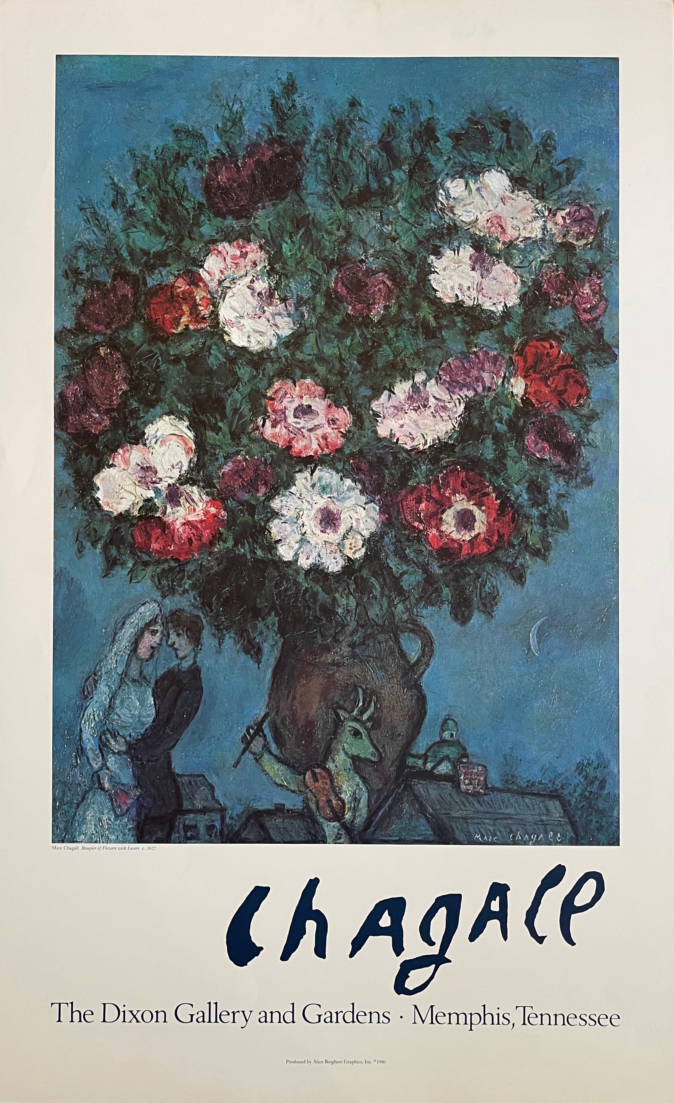 Marc Chagall Exhibition Poster Bouquet Of Flowers And Lovers Art Haz