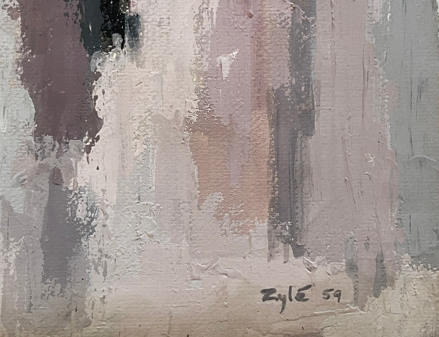Zyle Abstract Acrylic Painting: "Composition in Pink", 1959