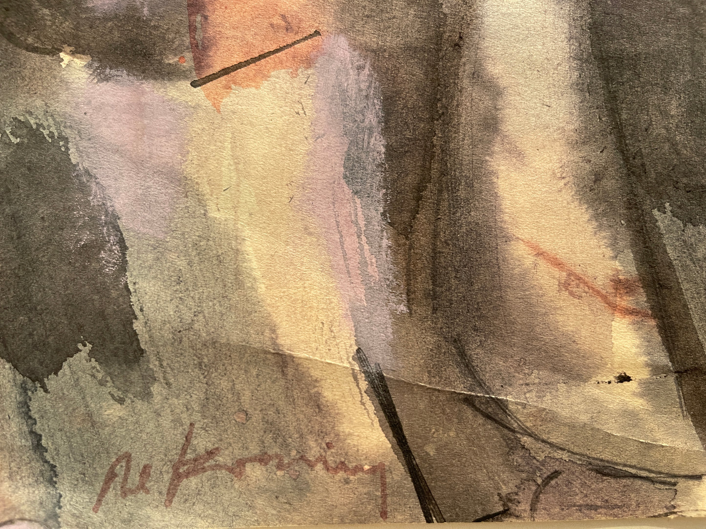 After Willem de Kooning Watercolor: Portrait of a naked woman