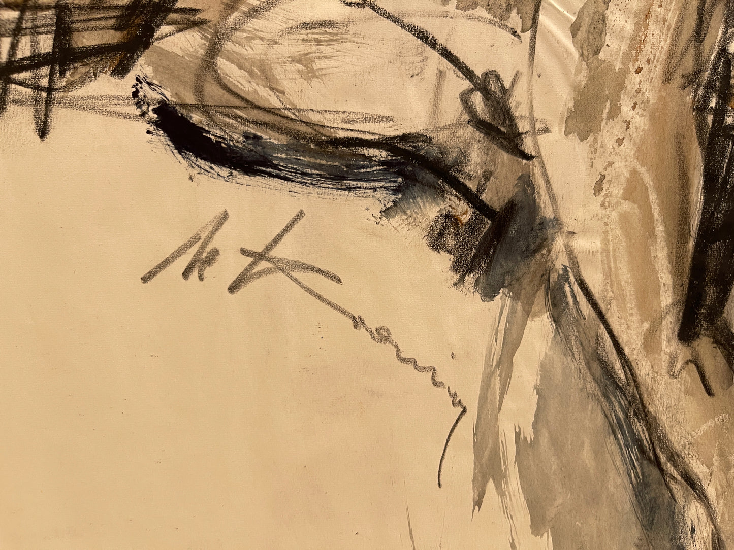 After Willem de Kooning Mixed Media Drawing: Figure of a Naked Woman