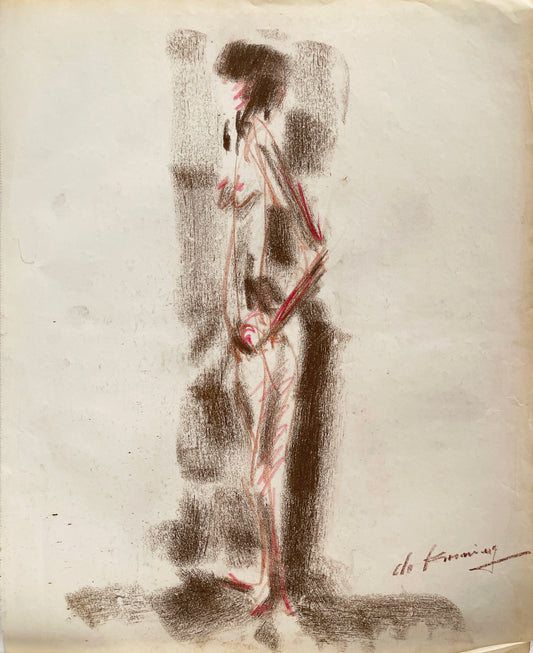 After Willem de Kooning Pastel Drawing: Figure of a Woman Standing