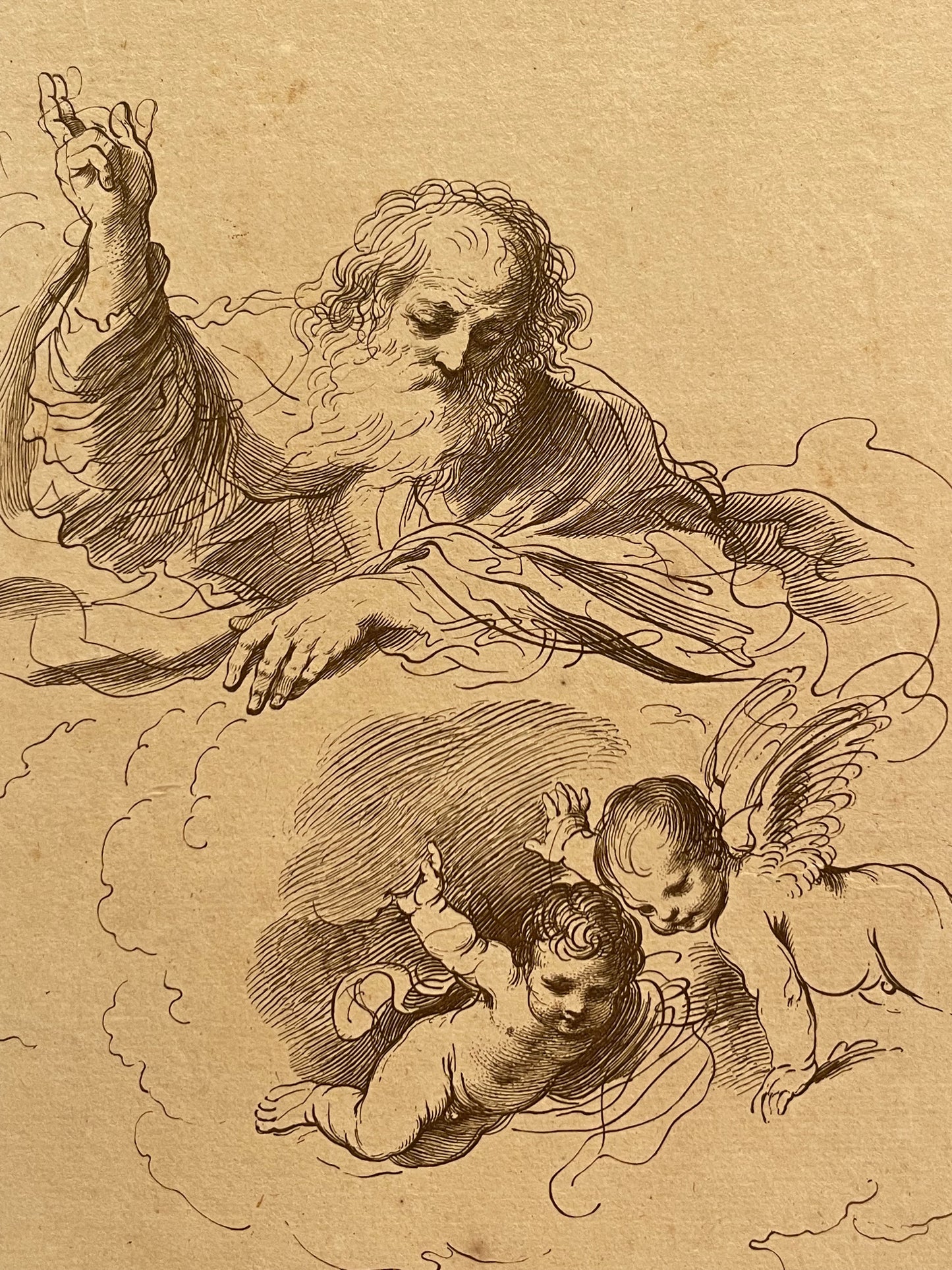Francesco Bartolozzi Etching (after Guercino): Dio Padre Benedicente