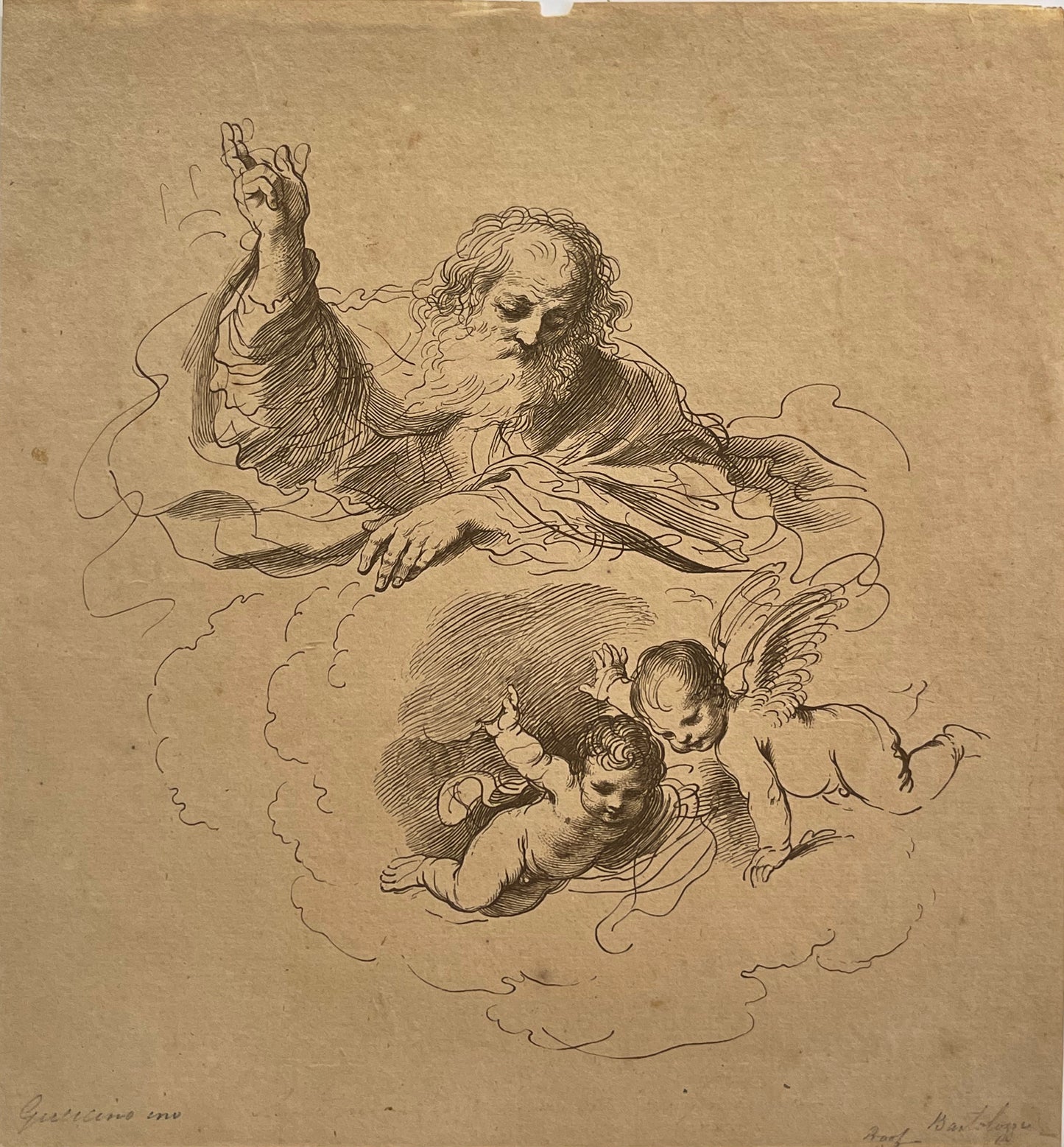 Francesco Bartolozzi Etching (after Guercino): Dio Padre Benedicente