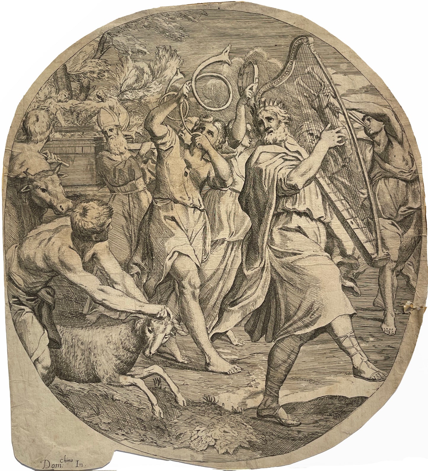 Francesco Bartolozzi Etching: "King David dances before the Ark of the Covenant"