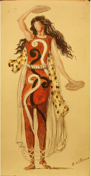 "Study drawing of a woman in costume" by Giorgio De Chirico