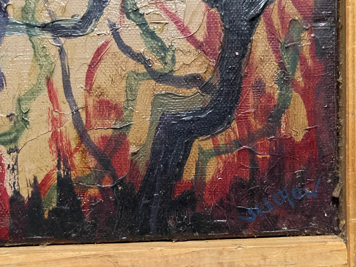 Roger Selchow Oil Painting - Crooked Trees at Night