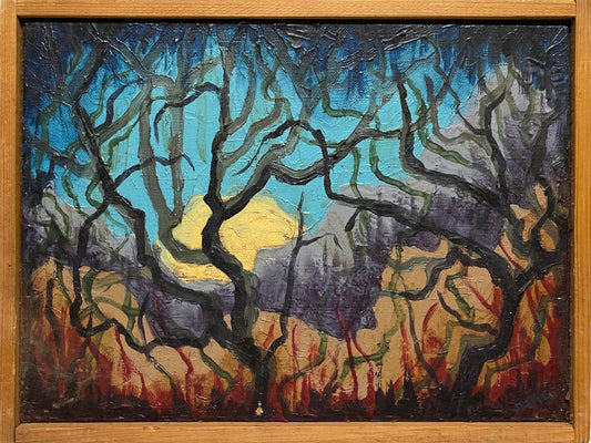 Roger Selchow Oil Painting - Crooked Trees at Night