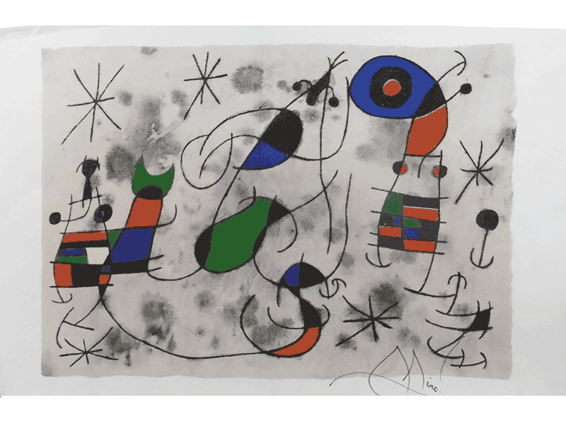 Joan Miro Signed Lithograph: "Derriere le miroire"