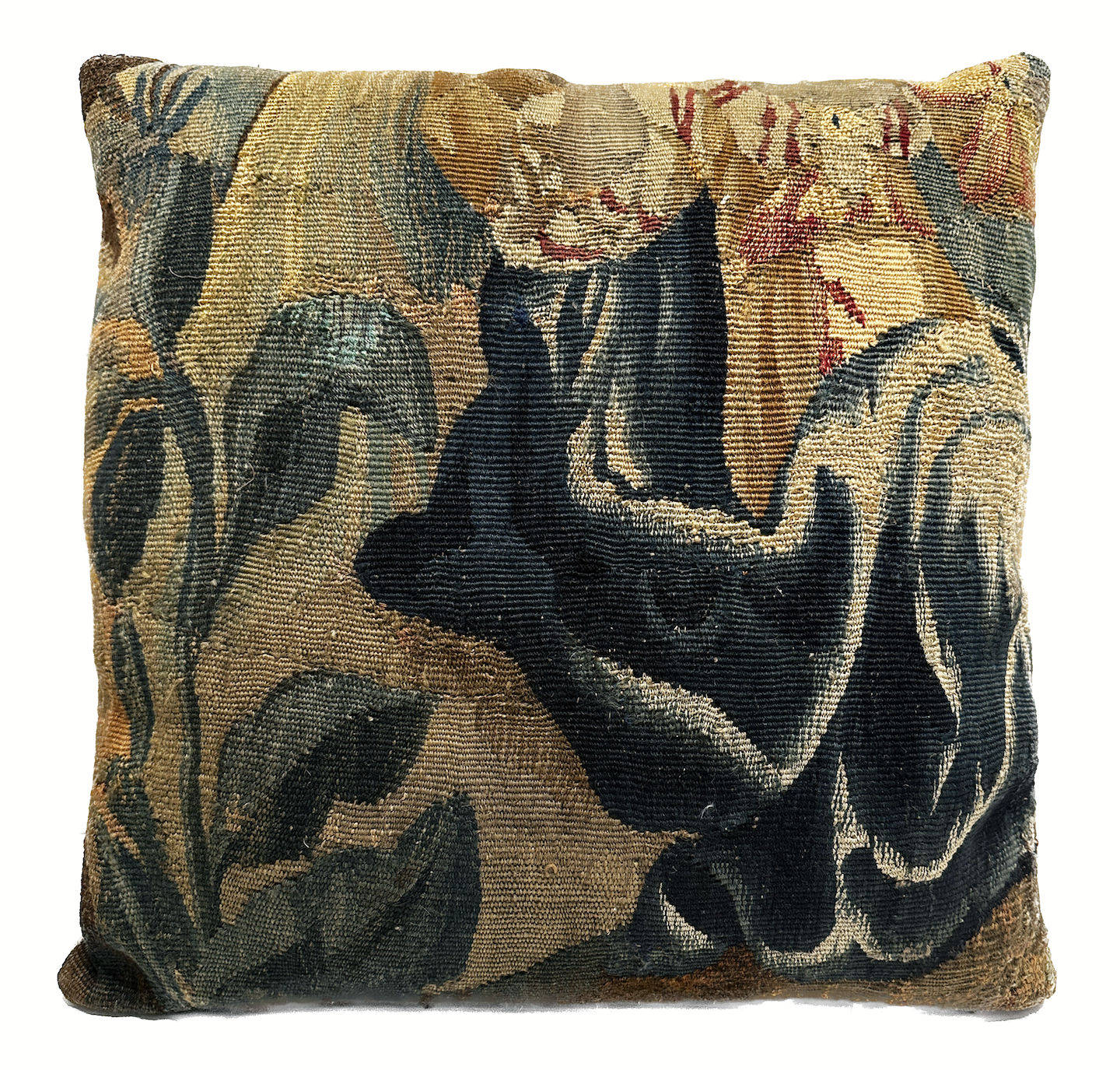 17th Century Brussels Verdure Tapestry Pillow