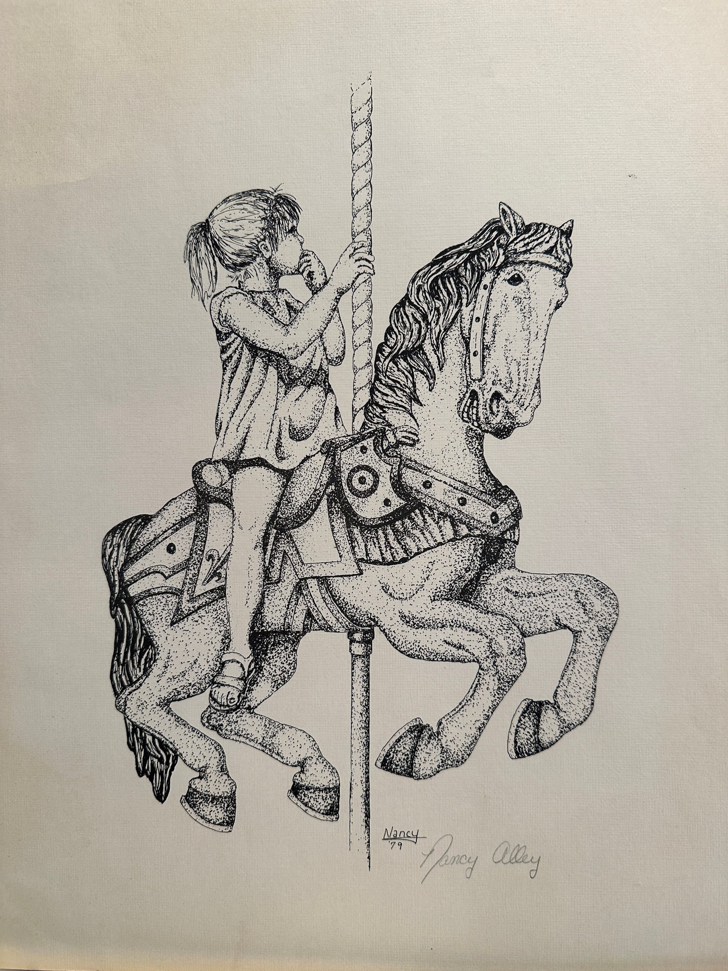 Nancy Alley Lithographs: Child in Carousel (8 different lithographs with multiple copies totaling 23 pieces)