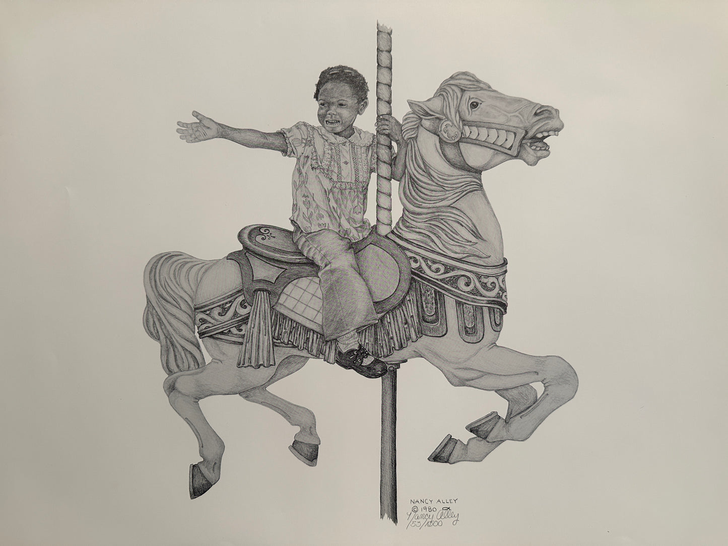 Nancy Alley Lithographs: Child in Carousel (8 different lithographs with multiple copies totaling 23 pieces)