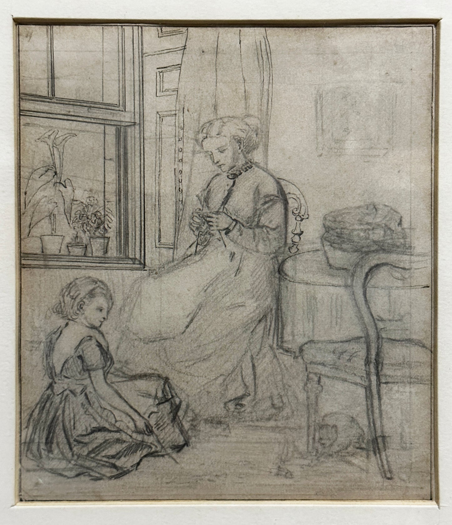 John Everett Millais Drawing: "Elsie and daughter"