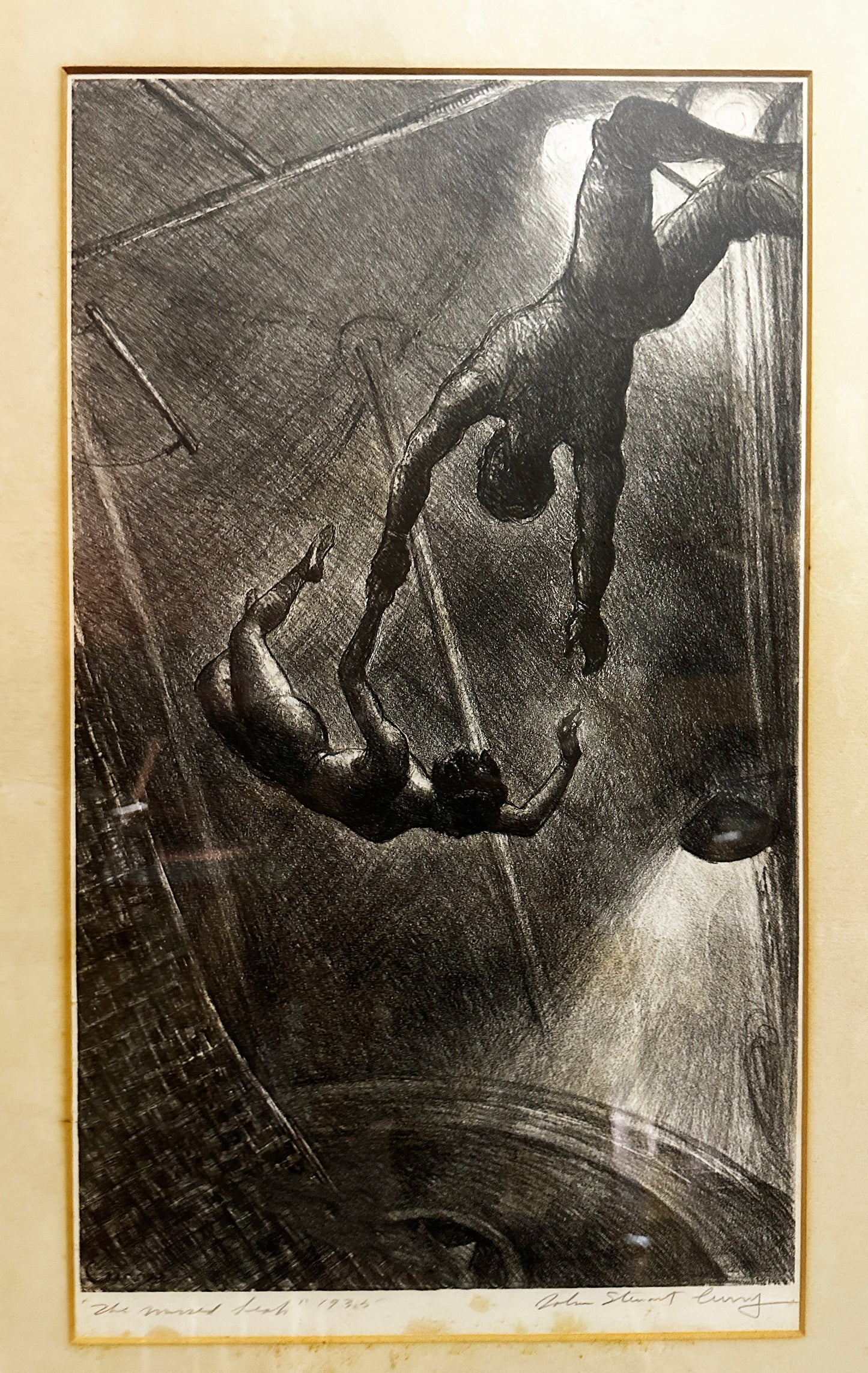 John Steuart Curry Lithograph: "The Missed Leap", 1935