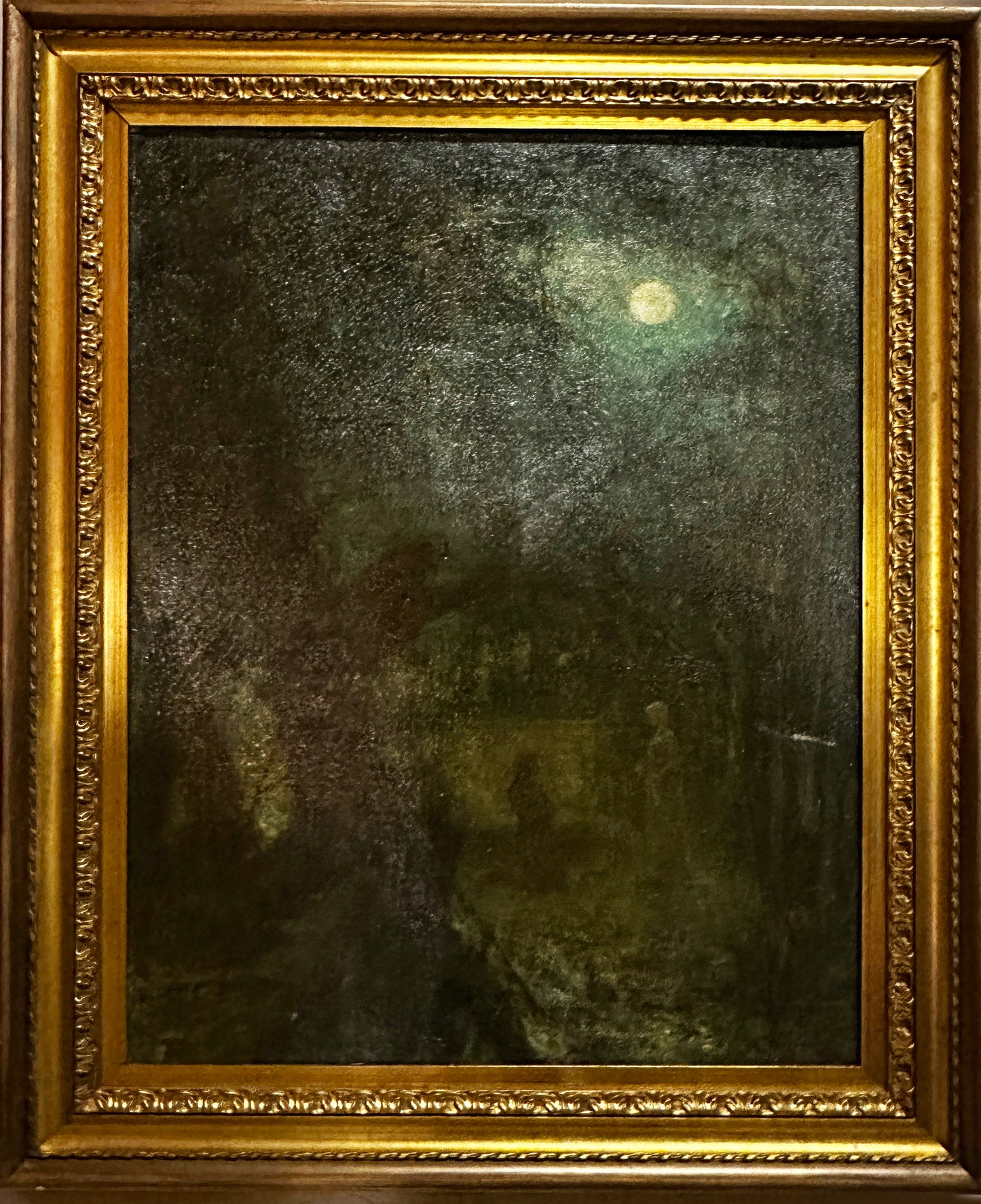 Alexei Harlamoff Oil Painting: Moonlit path in dark forest
