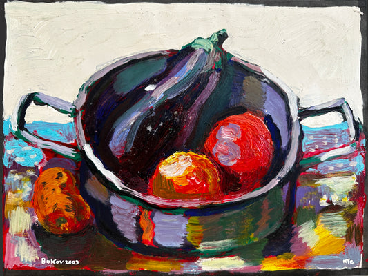 Konstantin Bokov Oil Painting: Still Life - Vegetables in a pot, 2003